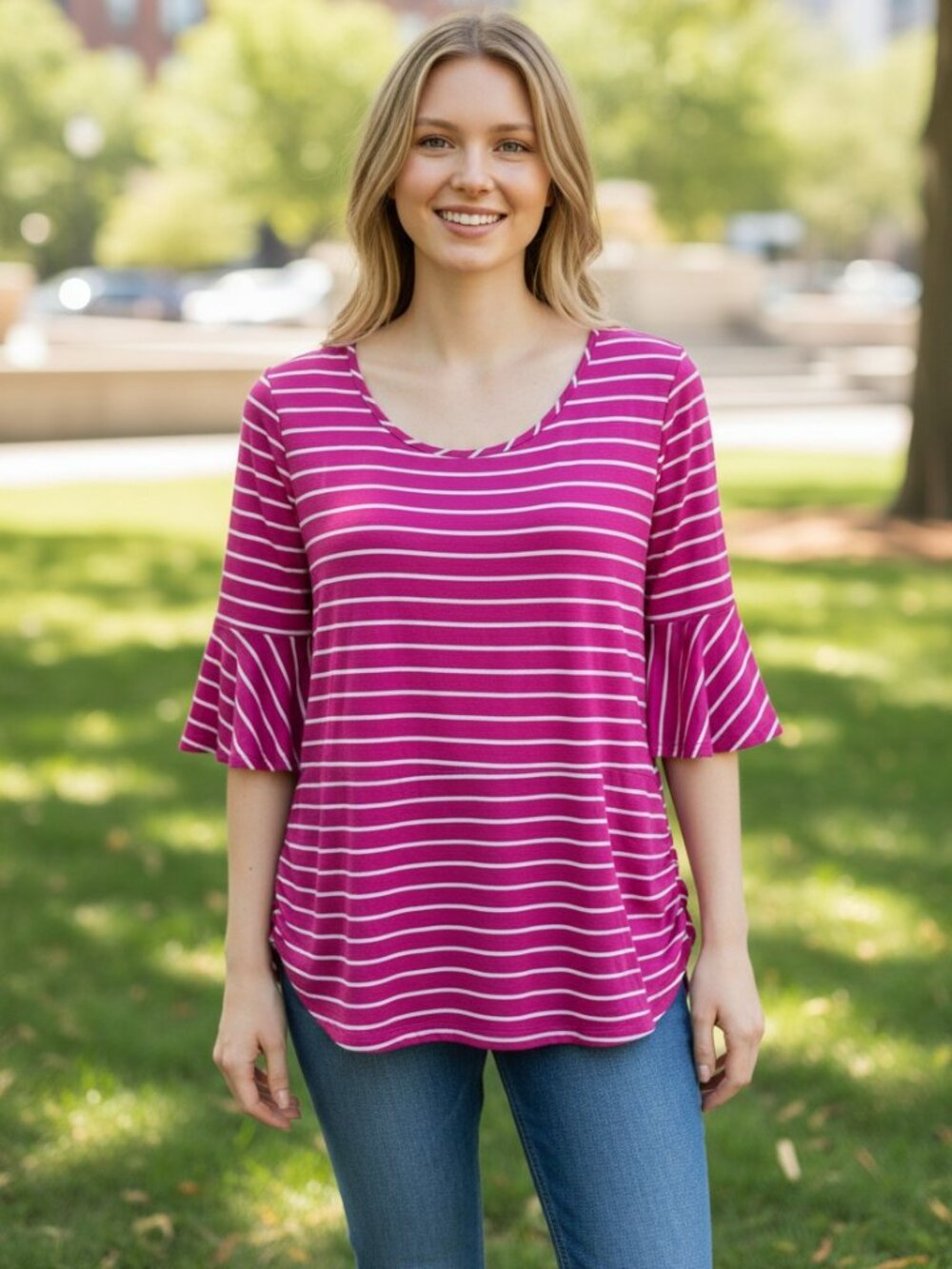 Jones New New York Women's XL Deep Pink Short Sleeve Top NWT